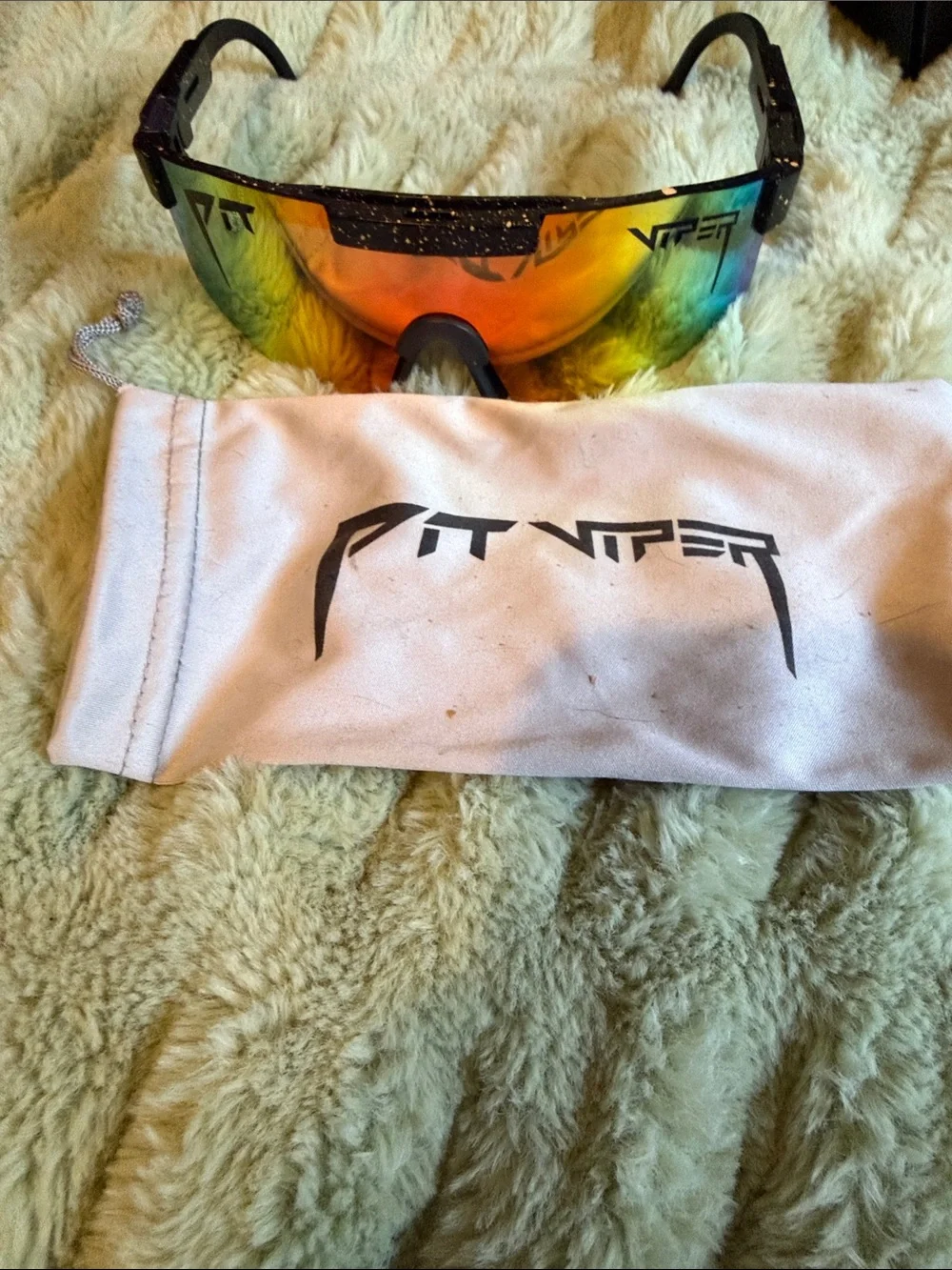 Pit Viper Men's Shield Sunglasses - Red Mirror with Rainbow Accents